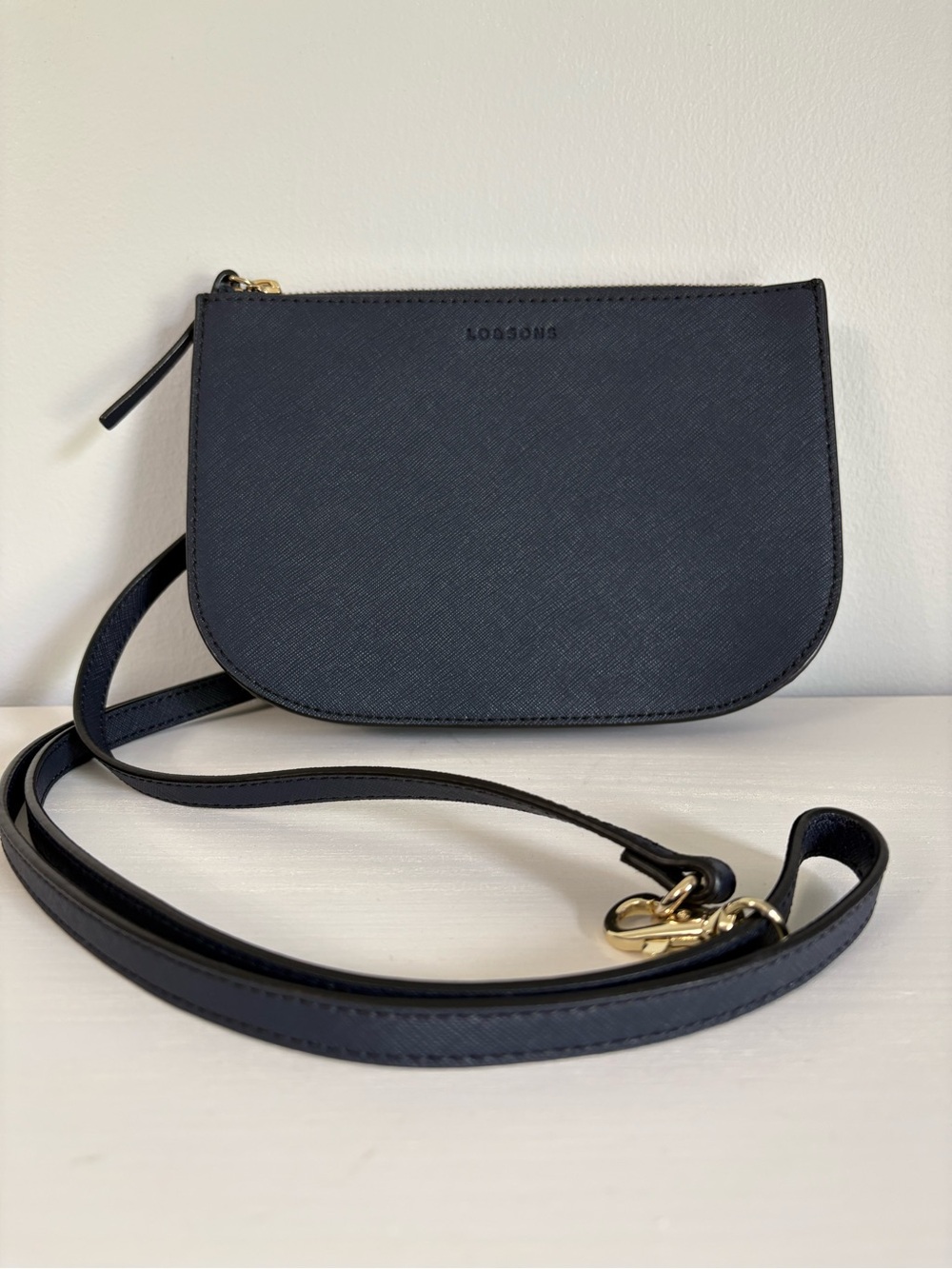 Lo & Sons Waverley 2 | 4-in-1 Convertible Crossbody Belt Bag Dark Navy Saffiano